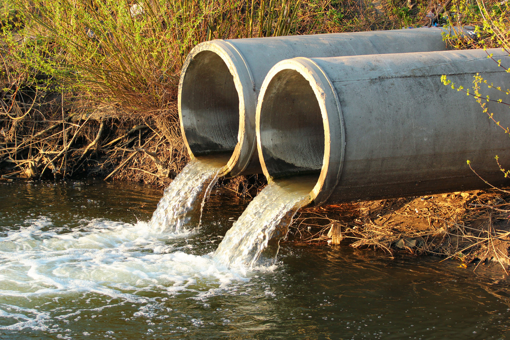 Discharge of sewage into a river